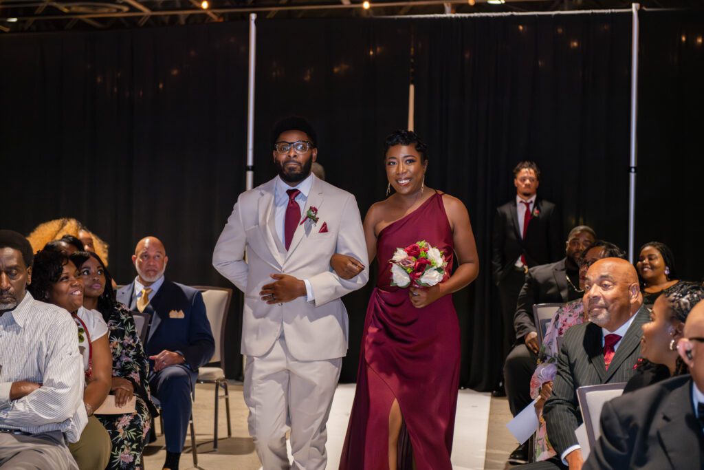 bridesmaid on the aisle at the Stone Event Center Campus 805