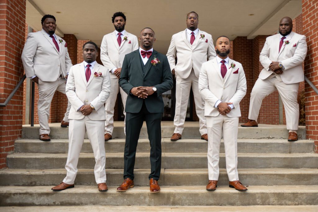 groom and groomsmen at Campus 805