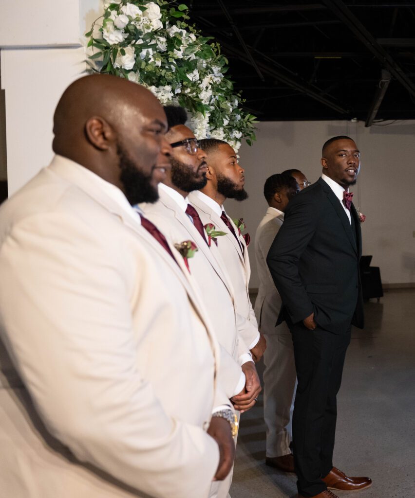 groom and groomsmen at Campus 805