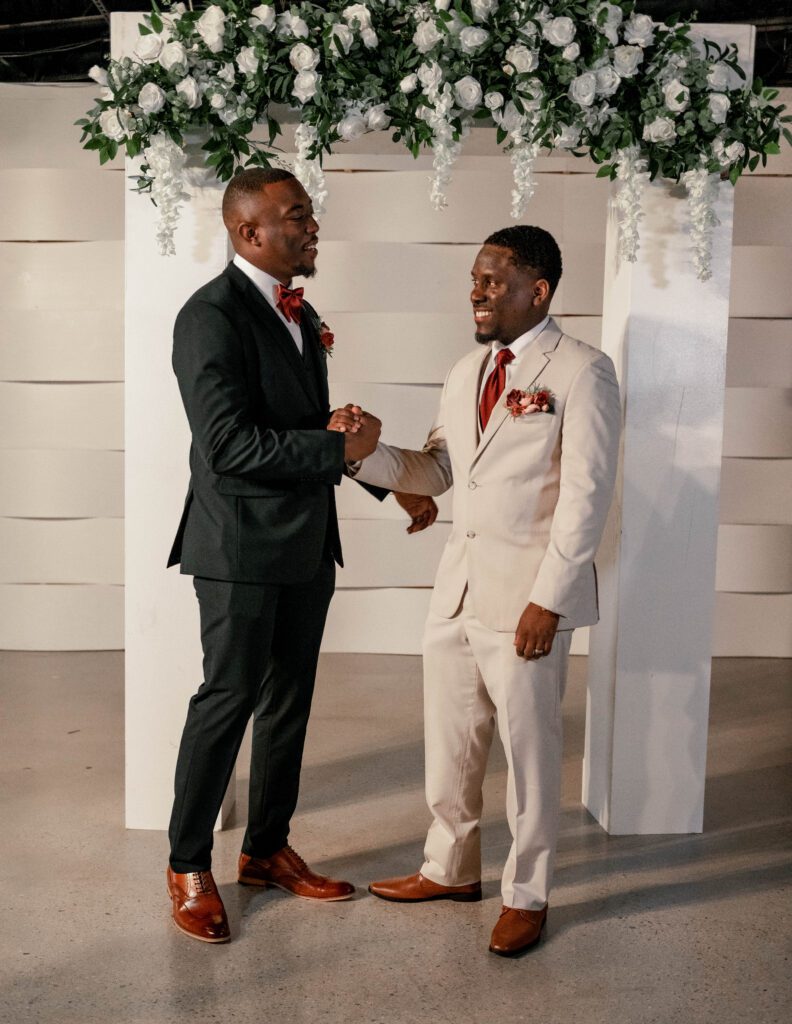 groom and best man at Stone Event Center at Campus 805